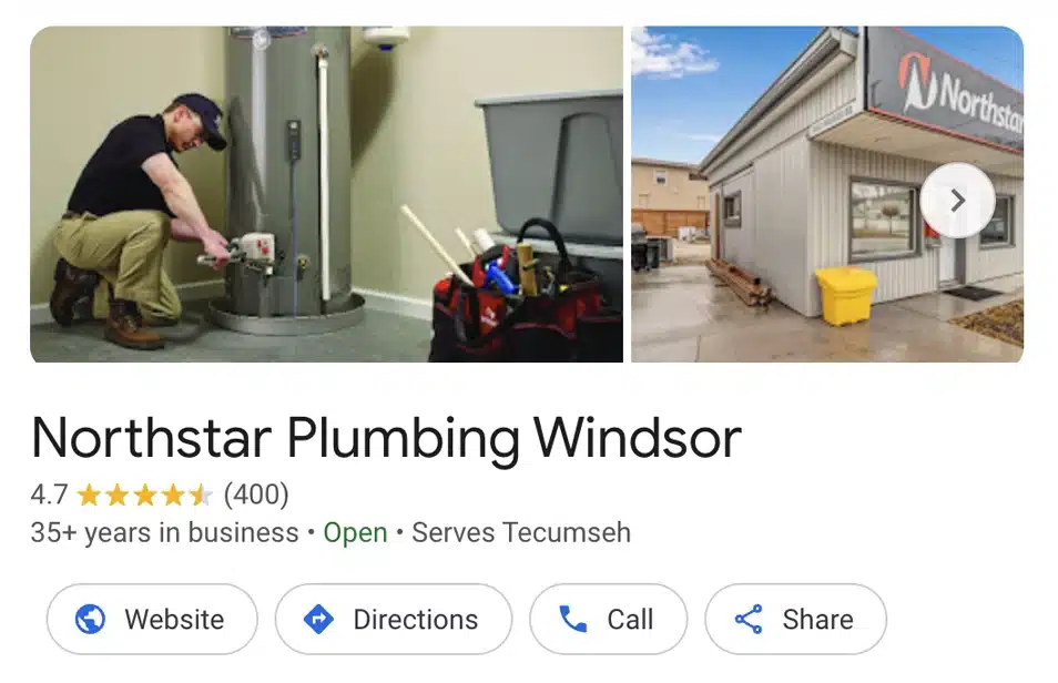 Northstar Plumbing reviews in Windsor, Ontario.